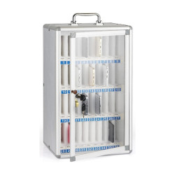 Coffret Armoire rangement 36 téléphones portable Serrure Alu Vitré