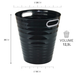 Poubelle, corbeille papier avec poignés 12,5 litres noir