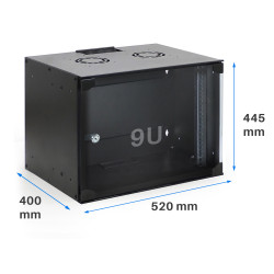 Coffret réseau ECO 19'' 9U porte vitrée 600x400 noir monté