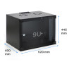 Coffret réseau ECO 19'' 9U porte vitrée 600x400 noir monté