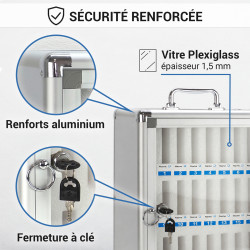 Coffret Armoire rangement 24 téléphones portable Serrure Alu Vitré