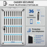 Coffret Armoire rangement 36 téléphones portable Serrure Alu Vitré