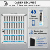 Coffret Armoire rangement 48 téléphones portable Serrure Alu Vitré