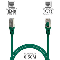 Câble Réseau Ethernet RJ45 Cat 5e FTP blindé Vert 0,50m