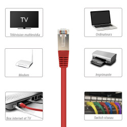 Câble Réseau Ethernet RJ45 Cat 5e FTP blindé Rouge 0,50m