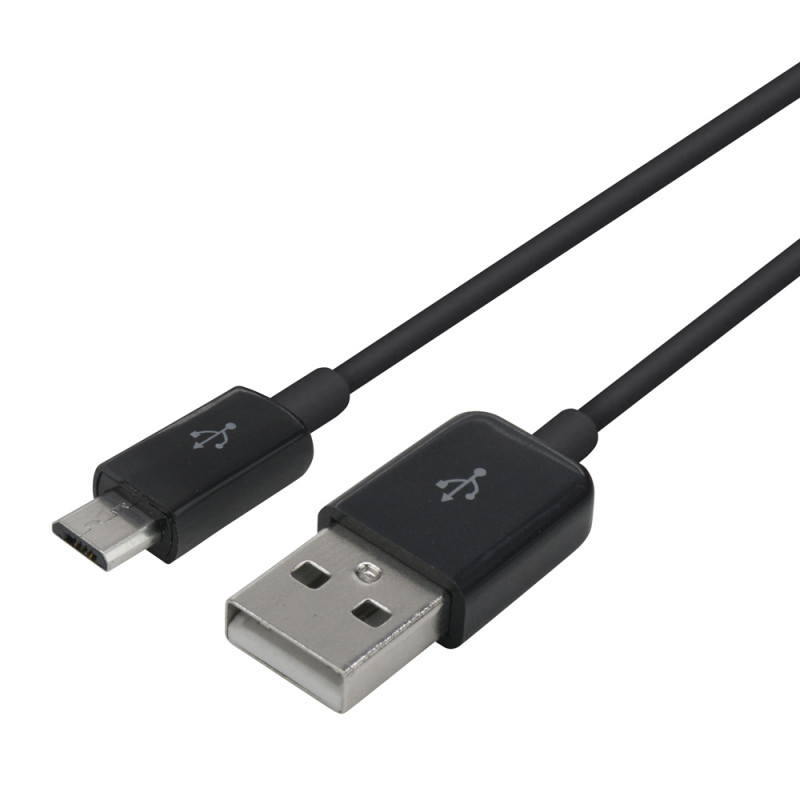 Cordon micro USB mâle vers USB 2.0 mâle 1.00m noir sachet