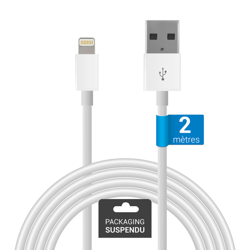Cordon Lightning  à USB 2.0 2.00m blanc Suspendu