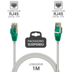 Cordon réseau RJ45 Cat. 5e blindé FTP gris 1.00m Suspendu