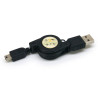 Cordon rétractable Universel Mini USB à USB noir 0.80m sachet