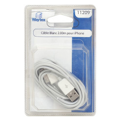 Cordon pour iPhone 3 à 4S vers USB 2.0 2.00m blanc Blister 