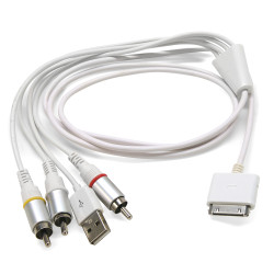 Cordon audio/vidéo pour iPhone / iPod / iPad 1.50m blanc