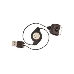 Cordon rétractable USB/Apple dock 30 points 0.80m noir Waytex