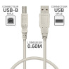 Cordon USB 2.0 A/B mâle-mâle 0.60m beige