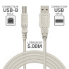 Cordon USB 2.0 A/B mâle-mâle 5.00m beige