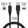 Cordon USB 2.0 A/B mâle-mâle high speed 1,00m noir-S