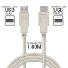 Rallonge USB 2.0 A/A mâle-femelle 1.80m beige