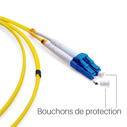 Jarretière optique monomode OS2 9/125 duplex Zipp jaune LC/LC 15.00m