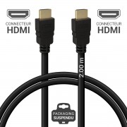 Câble HDMI 4K@60Hz 18Gbps Haute vitesse 2.0 HDMI, Contact Or 2.00m-S