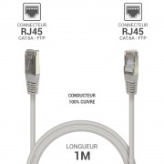 Câble réseau RJ45 Cat. 6A 100% cuivre S/FTP LSOH 1,00m Noir -S