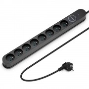 Multiprise parasurtenseur interrupteur 8 prises 1.50m, 3x1,00mm2 noir