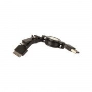 Cordon rétractable Universel Mini USB/Micro USB/iPhone 4 à USB blanc 0.80m blist