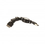 Cordon rétractable Universel Mini USB/Micro USB/iPhone 4 à USB noir 0.8m blister