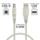 Cordon USB 2.0 A/B mâle-mâle 0.60m beige