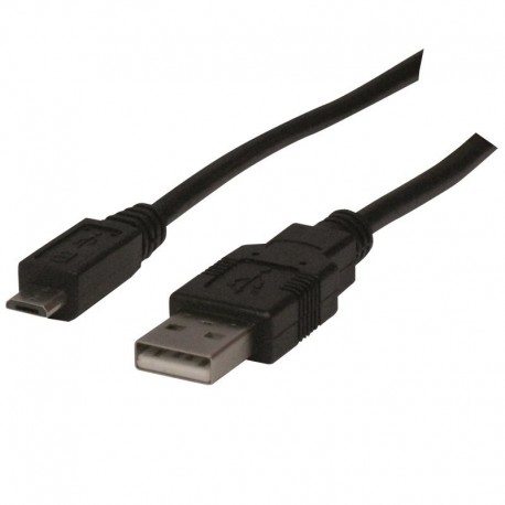 Cordon micro USB 5 mâle à USB 2.0 mâle 2.00m noir emballage blister