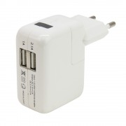 Chargeur double USB sur prise secteur 2A blanc blister