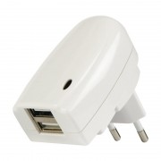 Chargeur double USB sur prise secteur 2A blanc