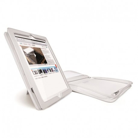 Conférencier élégance blanc iPad tablette 9.7" + bloc A5 et compartiments