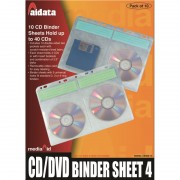 Jeu de 10 Pochettes A4 pour 4 CD/DVD avec etiquettes index, pour classeurs