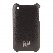 Coque cuir Lézard noir avec film de protection pour iPhone 3G 3GS G-CUBE GPN-3BK