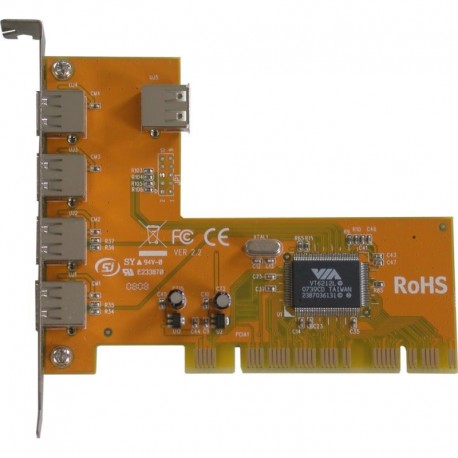 Carte PCI USB 2.0 4 ports + 1 interne Sunix 4212V