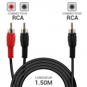 Cordon audio 1 x RCA mâle vers 2 x RCA mâle 1.50m