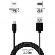 Cordon USB 3.1 Gen1 type C / A mâle-mâle 2.00m