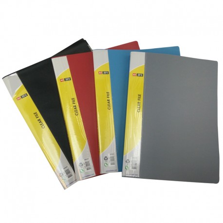 Protège documents souple assortiment de couleurs N,B,R,G 20 pochettes
