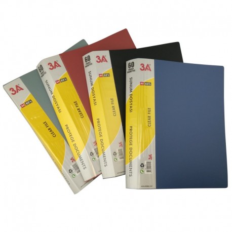 Protège documents souple assortiment de couleurs N,B,R,G 60 pochettes