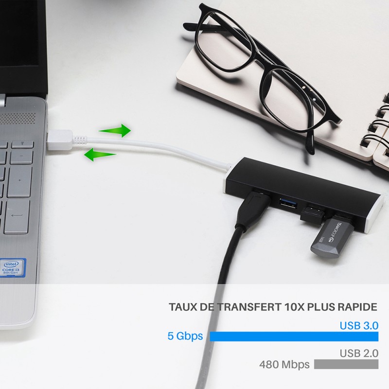 Hub USB 3 0 alimentation externe Super speed 5 Gbps 4 ports WAYTEX.fr