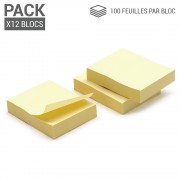 Notes adhésives repositionnables Pack 3 mini blocs jaunes 37,5x50mm