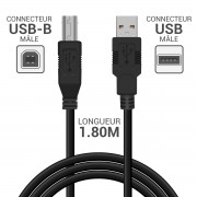 Cordon USB 2.0 A/B mâle-mâle high speed 1,00m noir