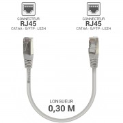 Câble réseau RJ45 Cat. 6a 100% cuivre S/FTP LSOH gris 0.30m