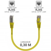 Câble réseau RJ45 Cat. 6a 100% cuivre S/FTP LSOH jaune 0.30m