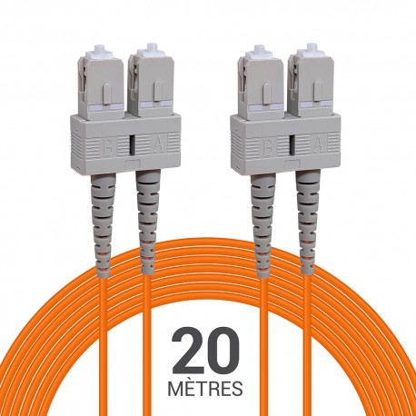 Jarretière optique multimode OM2 50/125 duplex Zipp orange SC/SC 20.00m